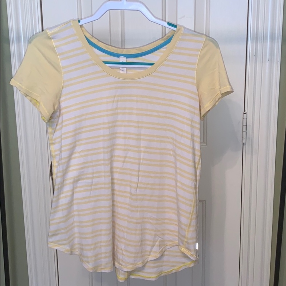 Yellow striped lululemon workout top